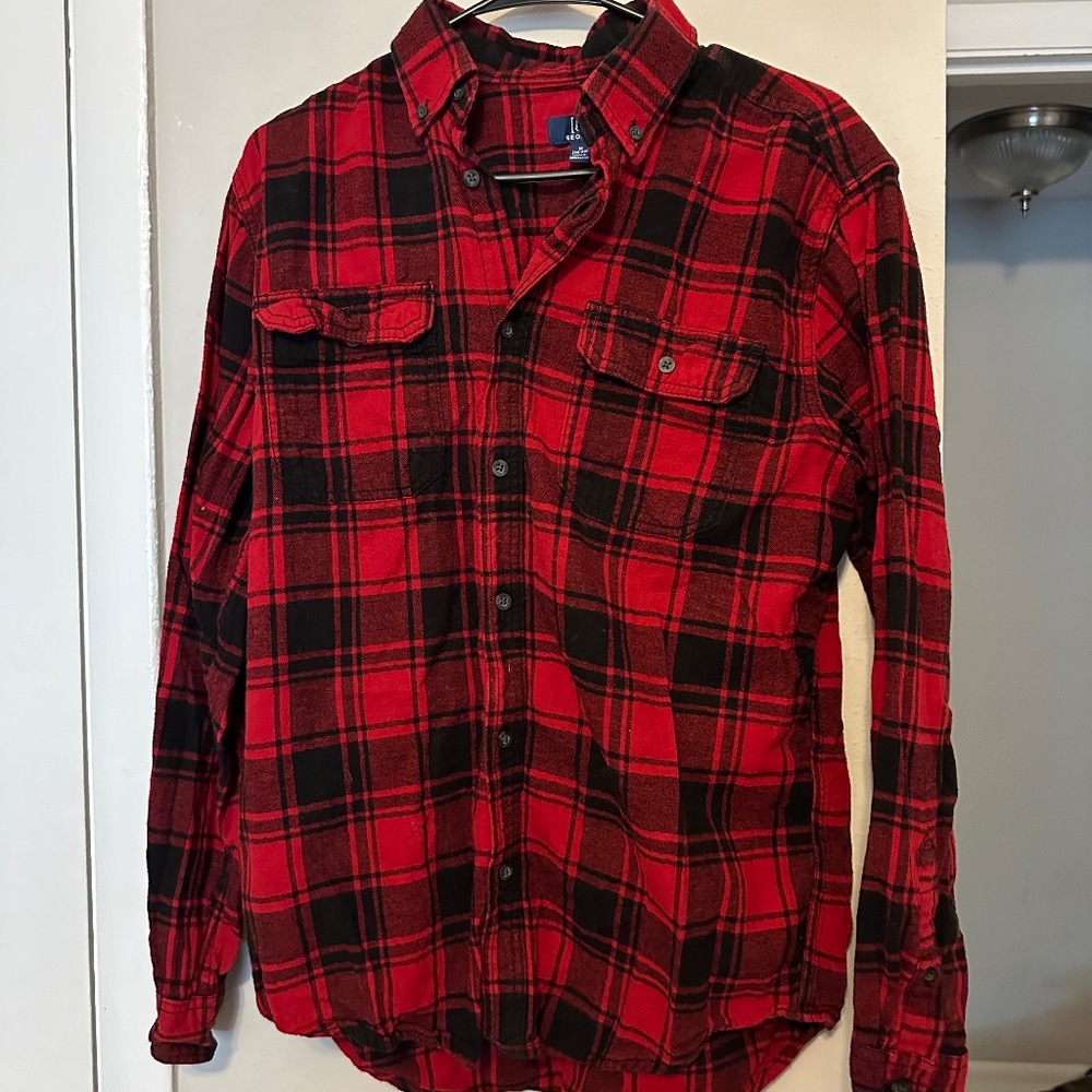 George Red Plaid Button Up